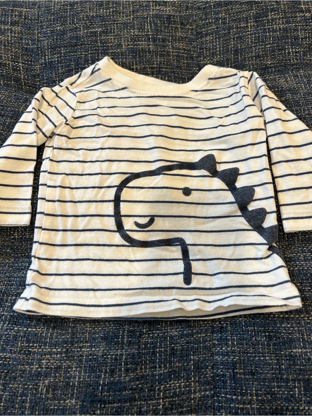 ☀️ 3/$15 Anko Baby Dinosaur Striped Long Sleeve Tee White